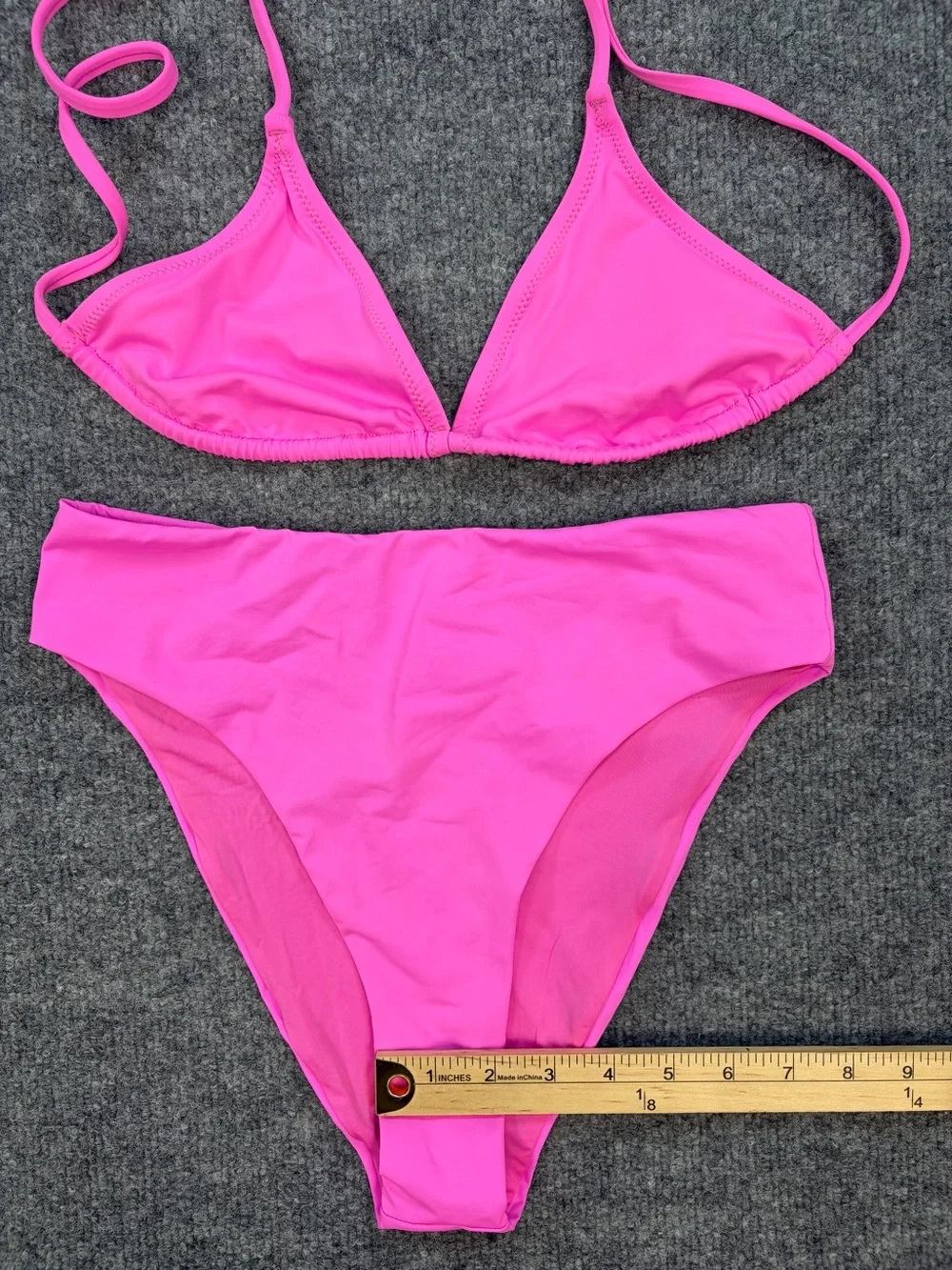 SKIMS Signature Swim Taffy Pink Triangle Bikini Set Women's Small Resort Beach